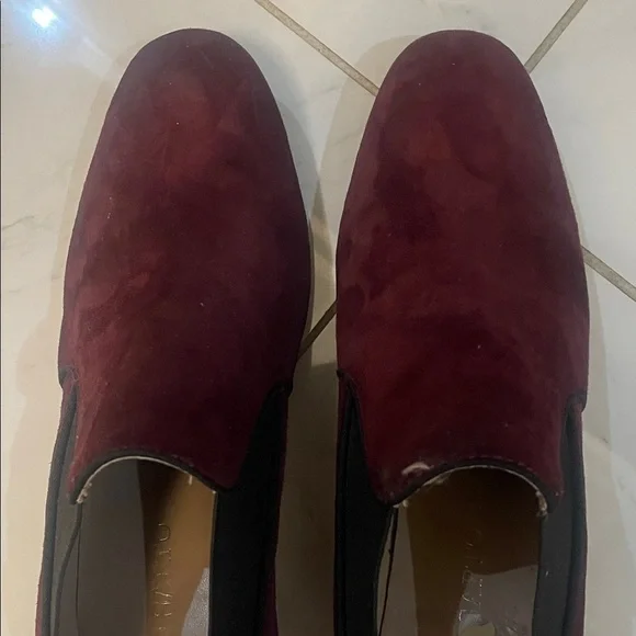 Franco Sarto Burgundy Suede Loafers Heels Sz 8.5 (40) - Picture 7 of 13